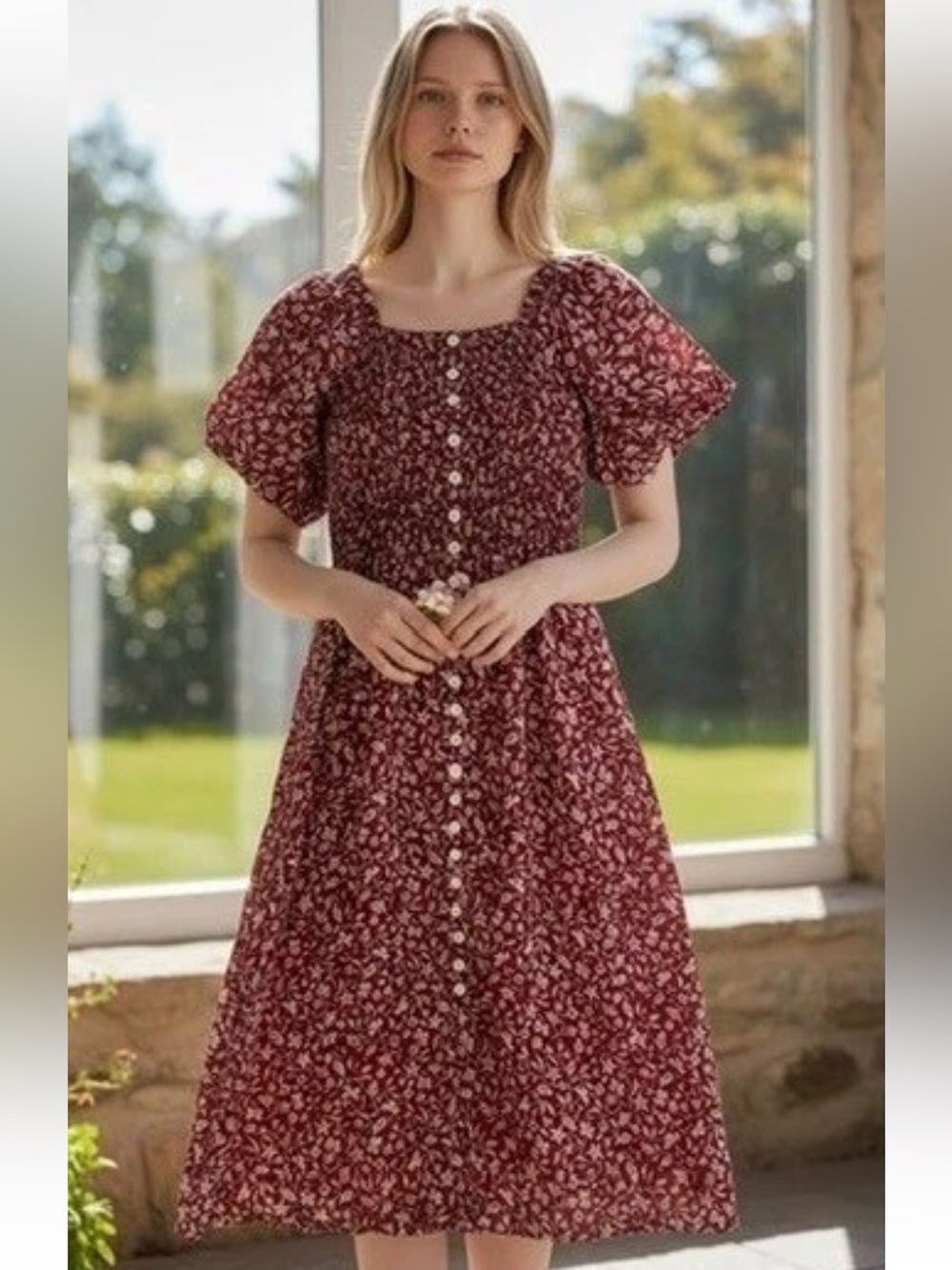 Madewell Lucie Smocked Button-Front Midi Dress in Batik size Medium